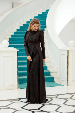 Merlin Tesettür Abiye - FioraofDress - tesettur - abiye - 48 - lacivert - hijab - evening - dress