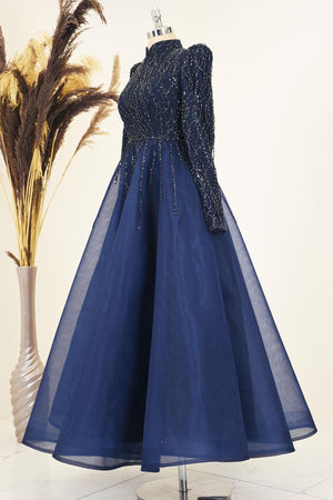 Mila Abiye Tesettür - FioraofDress - tesettur - abiye - lacivert - 38 - hijab - evening - dress