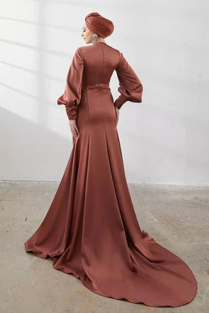 Minel Tesettür Abiye - FioraofDress - tesettur - abiye - 42 - KİREMİT - hijab - evening - dress