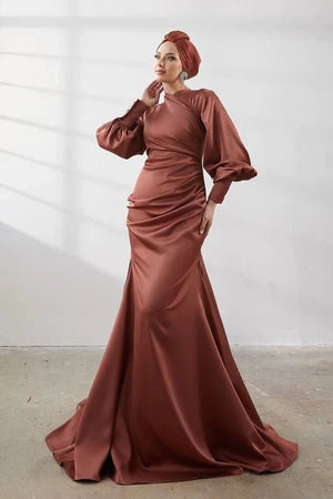 Minel Tesettür Abiye - FioraofDress - tesettur - abiye - 42 - KİREMİT - hijab - evening - dress