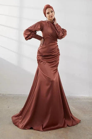 Minel Tesettür Abiye - FioraofDress - tesettur - abiye - 42 - KİREMİT - hijab - evening - dress