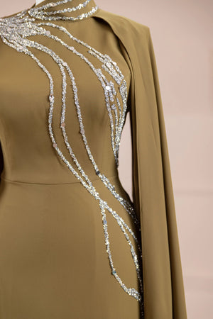 Nalesa Tesettür Abiye - FioraofDress - tesettur - abiye - olive - 36 - hijab - evening - dress