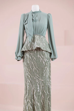 Nisa Tesettür Abiye - FioraofDress - tesettur - abiye - YAĞ YEŞİLİ - 38 - hijab - evening - dress