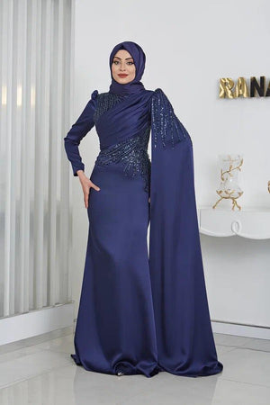 Noura Tesettür Abiye - FioraofDress - tesettur - abiye - 48 - lacivert - hijab - evening - dress