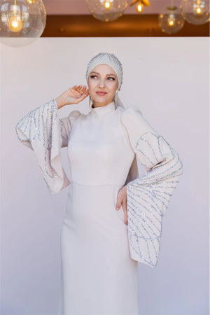 Noursema Tessetür Abiye Siyah - FioraofDress - tesettur - abiye - 38 - BEJ - hijab - evening - dress