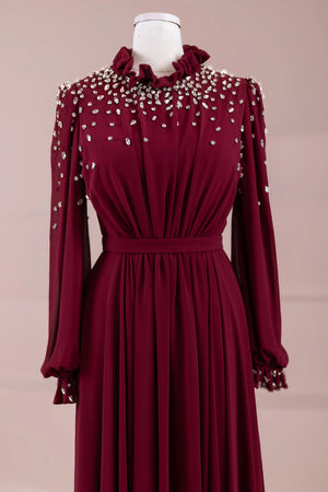 Nova Teseetür Abiye - FioraofDress - tesettur - abiye - BORDO - 38 - hijab - evening - dress