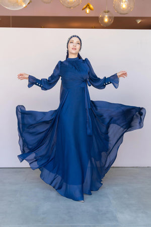 Orkide Tesettur Abiye - FioraofDress - tesettur - abiye - 38 - lacivert - hijab - evening - dress