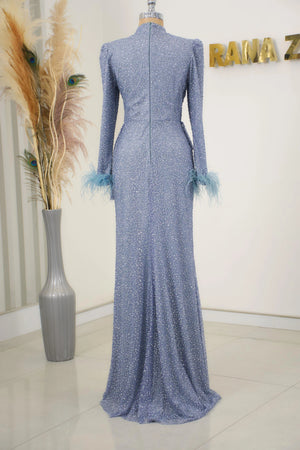 Rachelle Tesettür Abiye - FioraofDress - tesettur - abiye - indigo - 38 - hijab - evening - dress