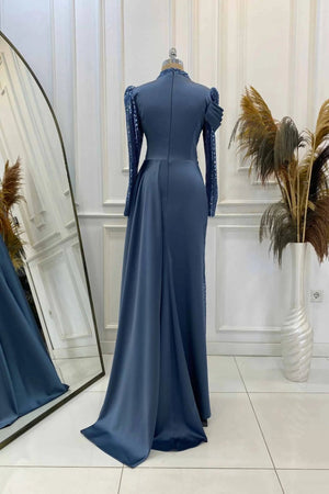 Raissa Tesettür Abiye - FioraofDress - tesettur - abiye - İNDİGO - 38 - hijab - evening - dress