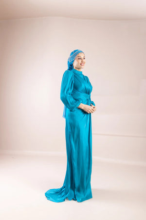 Safir Tesettür Abiye - FioraofDress - tesettur - abiye - PETROL - 38 - hijab - evening - dress
