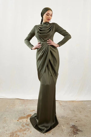 Sanem Haki Tesettür Abiye - FioraofDress - tesettur - abiye - 44 - haki - hijab - evening - dress