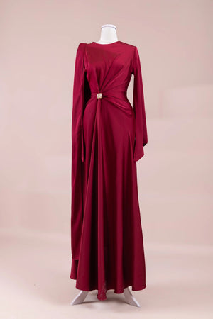 Satenya Tesettür Abiye - FioraofDress - tesettur - abiye - BORDO - 38 - hijab - evening - dress