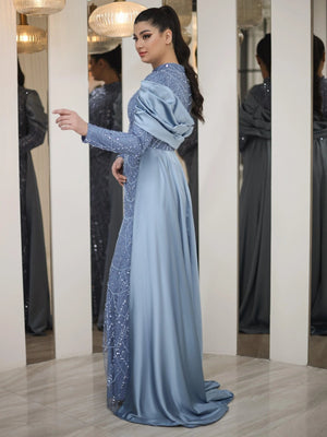 Selen Tesettür Abiye - FioraofDress - tesettur - abiye - indigo - 48 - hijab - evening - dress