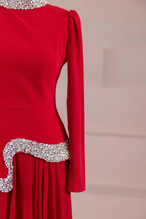 Selva Tesettür Abiye - FioraofDress - tesettur - abiye - Kırmızı - 38 - hijab - evening - dress