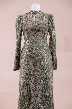 Sena Tesettür Abiye - FioraofDress - tesettur - abiye - haki - 38 - hijab - evening - dress