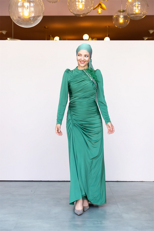 Setri Tesettür Abiye - FioraofDress - tesettur - abiye - 44 - Yağı Yeşil - hijab - evening - dress