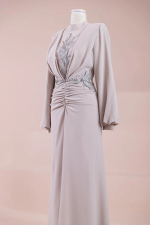 Siva Tesettür Abiye - FioraofDress - tesettur - abiye - BEJ - 38 - hijab - evening - dress