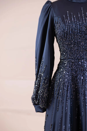 Su Abiye - FioraofDress - tesettur - abiye - 38 - LACİVERT - hijab - evening - dress