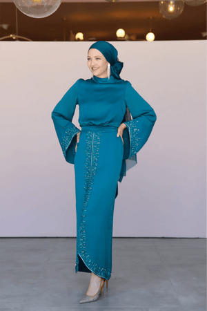 Thai Tesettür Abiye - FioraofDress - tesettur - abiye - 44 - PETROL - hijab - evening - dress