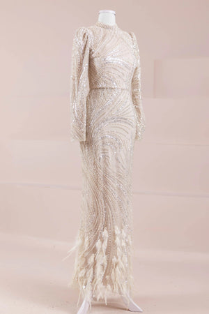 Tira Tesettür Abiye - FioraofDress - tesettur - abiye - BEJ - 38 - hijab - evening - dress