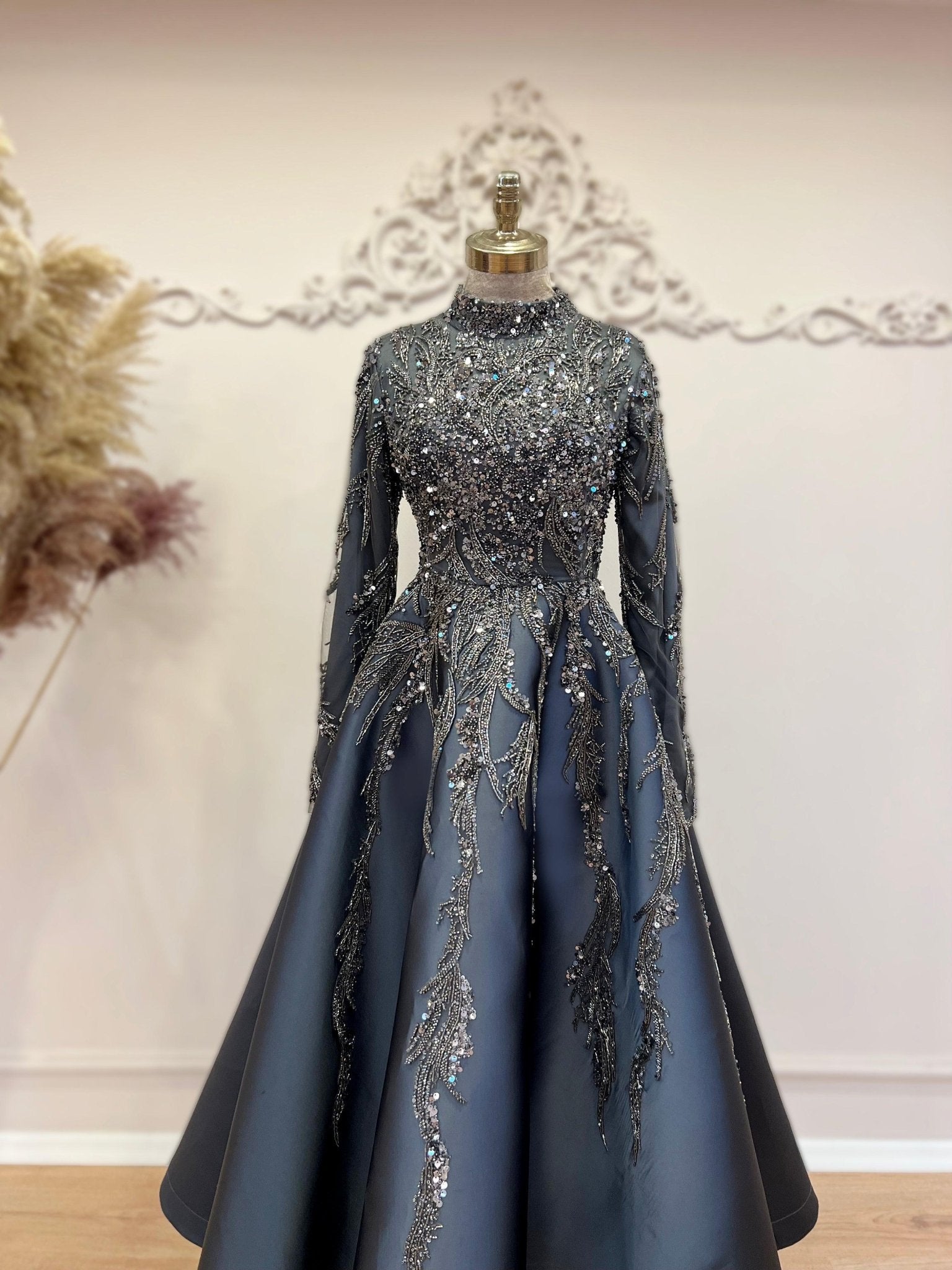 Victoria Tesettür Abiye Antrasit - FioraofDress - tesettur - abiye - 48 - Antrasit - hijab - evening - dress