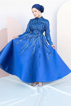 Victoria Tesettür Abiye Lacivert - FioraofDress - tesettur - abiye - 48 - hijab - evening - dress