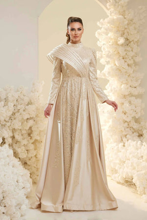 Violet Tesettür Abiye - FioraofDress - tesettur - abiye - GOLD - 38 - hijab - evening - dress