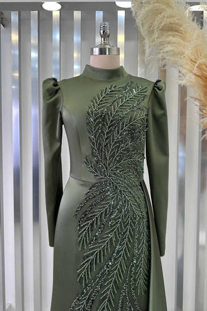 Yaprak Tesettür Abiye - FioraofDress - tesettur - abiye - HAKİ - 38 - hijab - evening - dress