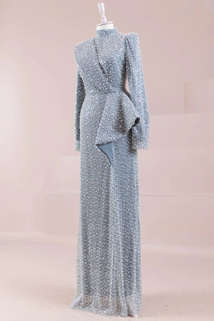 Ziva Tesettür Abiye - FioraofDress - tesettur - abiye - mint - 38 - hijab - evening - dress