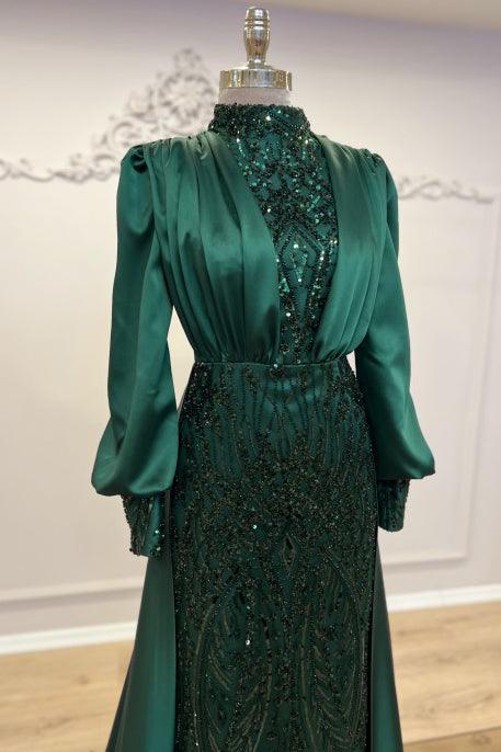 Açelya Kapaklı Tesettür Abiye - FioraofDress - tesettur - abiye - 48 - zümrüt - hijab - evening - dress