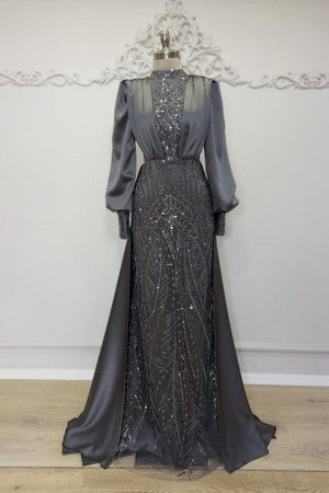 Açelya Kapaklı Tesettür Abiye - FioraofDress - tesettur - abiye - 48 - antrasitt - hijab - evening - dress