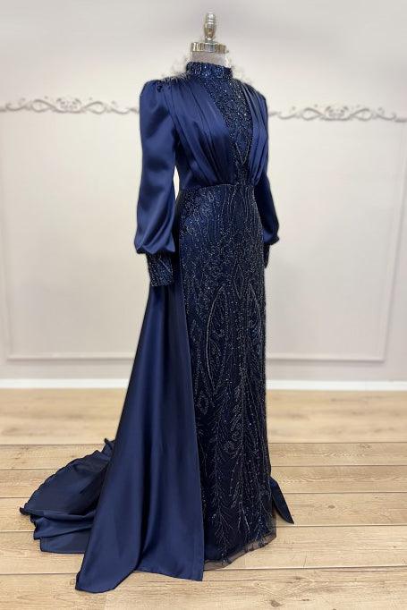 Açelya Kapaklı Tesettür Abiye - FioraofDress - tesettur - abiye - 48 - lacivert - hijab - evening - dress