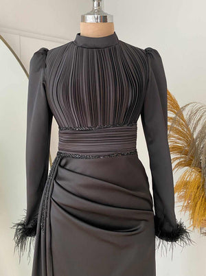 Alina Abiye - FioraofDress - tesettur - abiye - 48 - soğan kabuğu - hijab - evening - dress