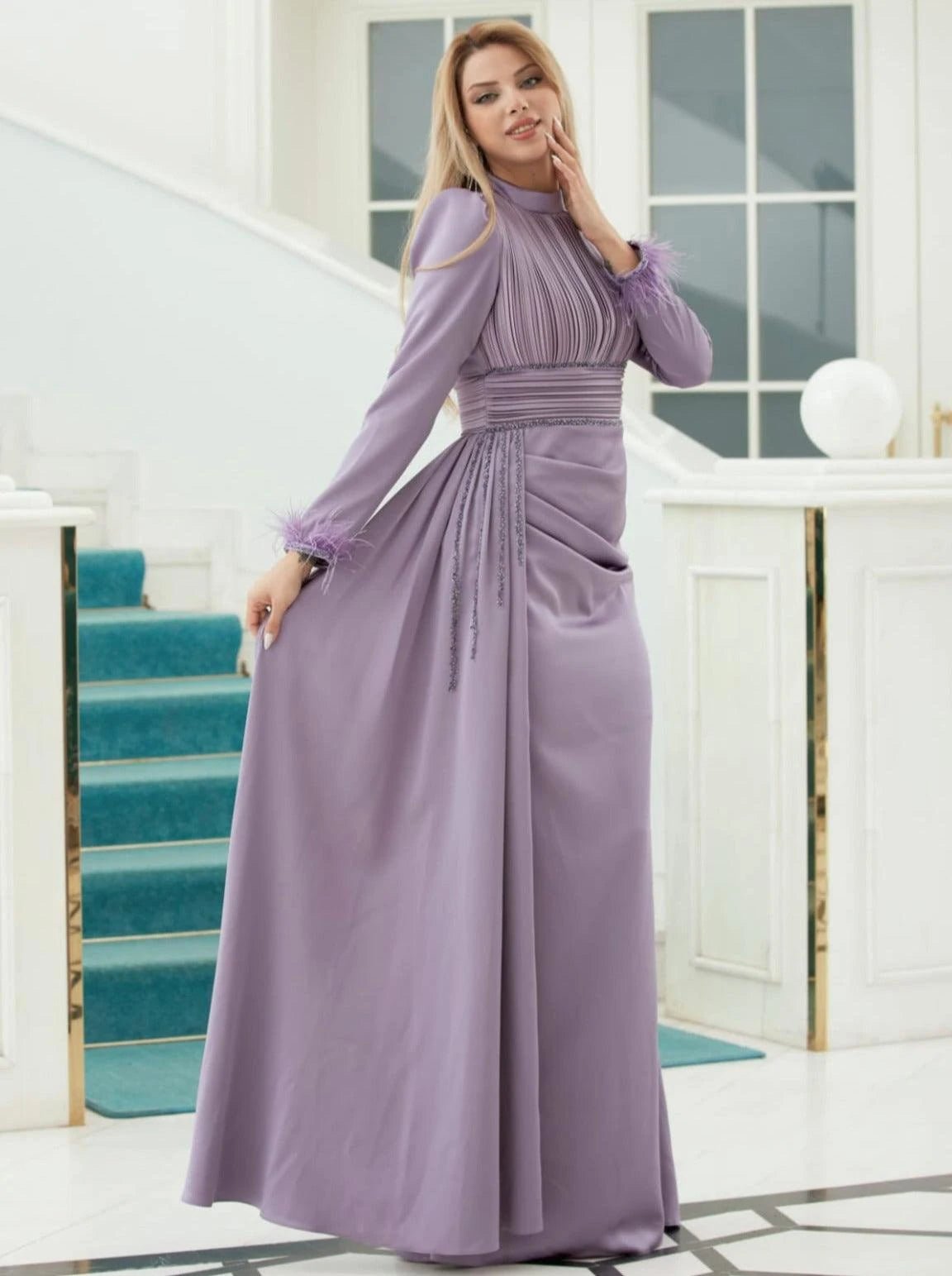 Alina Abiye - FioraofDress - tesettur - abiye - 48 - soğan kabuğu - hijab - evening - dress