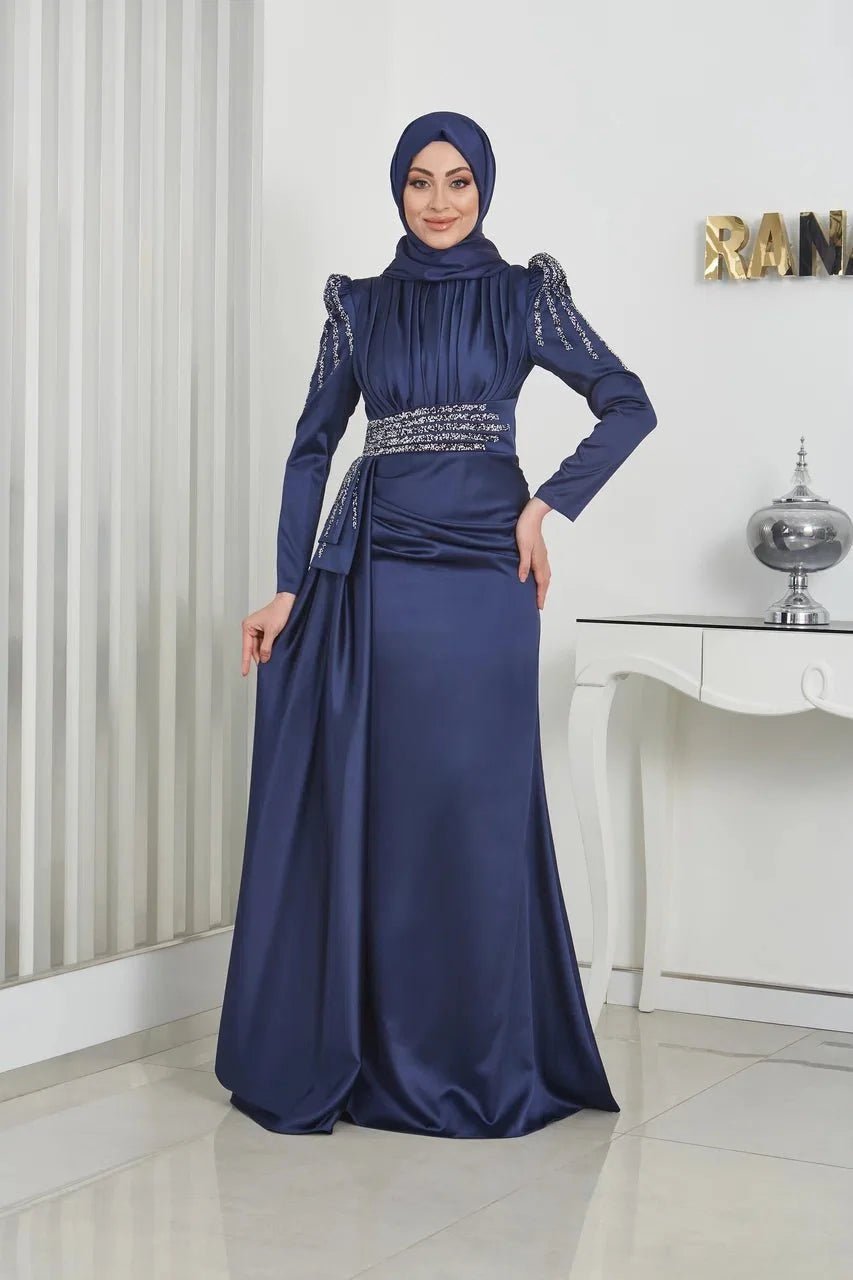 Alina Tesettür Abiye - FioraofDress - tesettur - abiye - 44 - lacivert - hijab - evening - dress