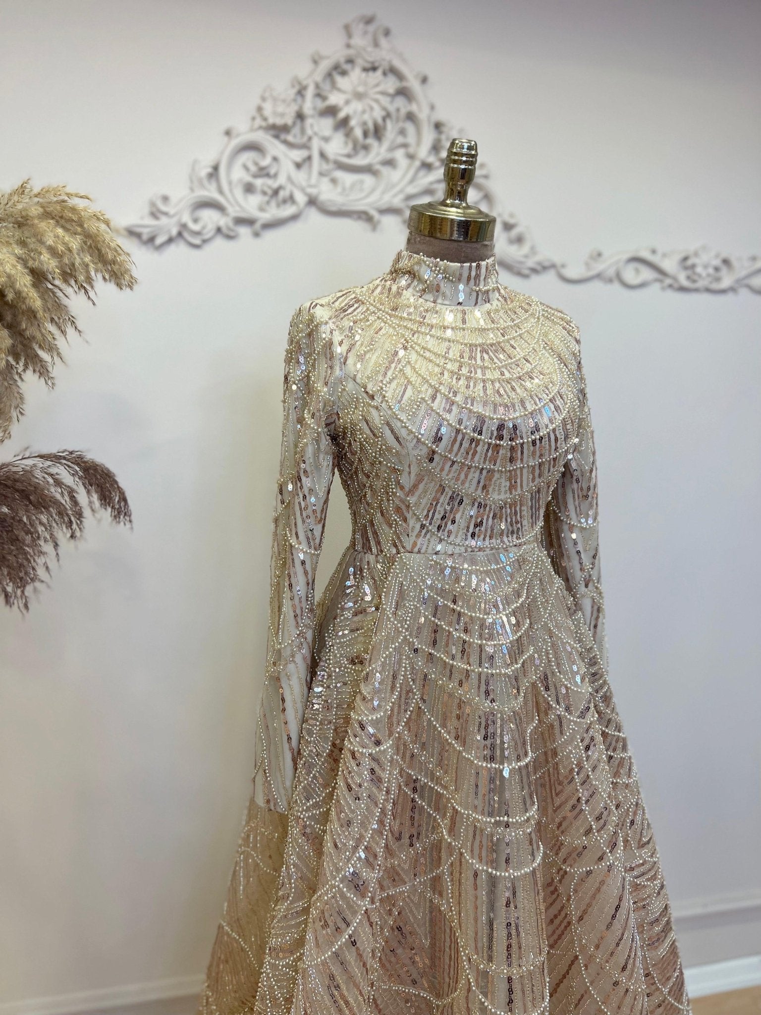 Alinda Tesettür Abiye Gold - FioraofDress - tesettur - abiye - 48 - hijab - evening - dress