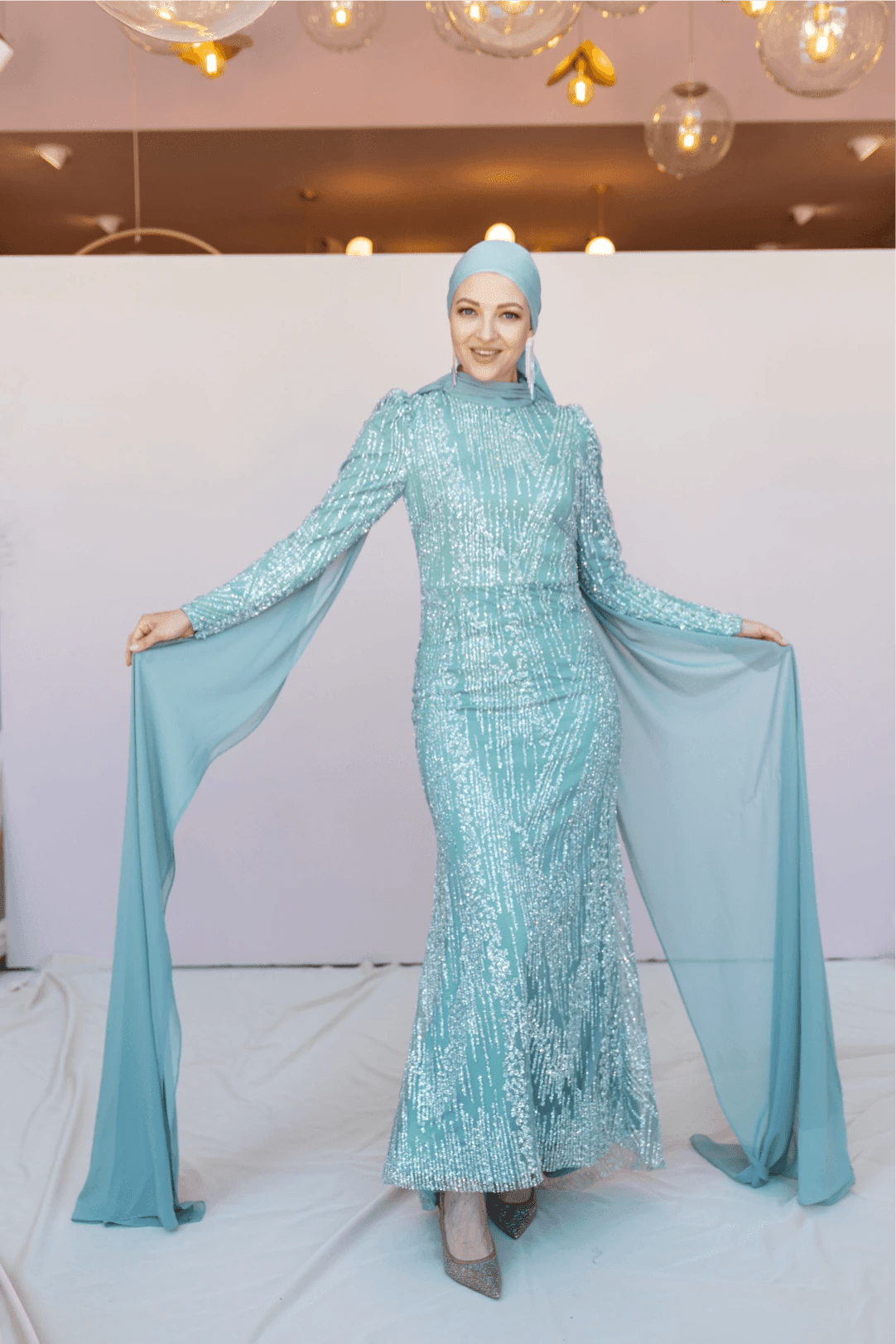 Ambra Tesettür Abiye - FioraofDress - tesettur - abiye - 44 - mint - hijab - evening - dress