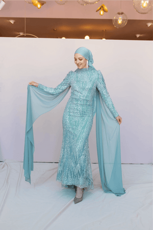 Ambra Tesettür Abiye - FioraofDress - tesettur - abiye - 44 - mint - hijab - evening - dress
