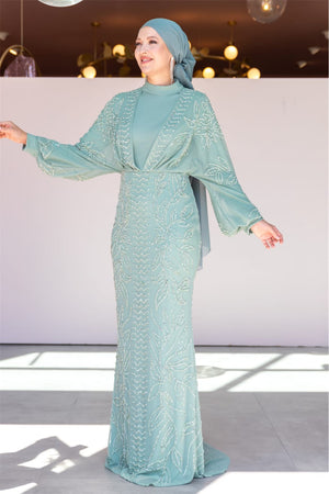 Asel Tesettür Abiye - FioraofDress - tesettur - abiye - MİNT - 38 - hijab - evening - dress