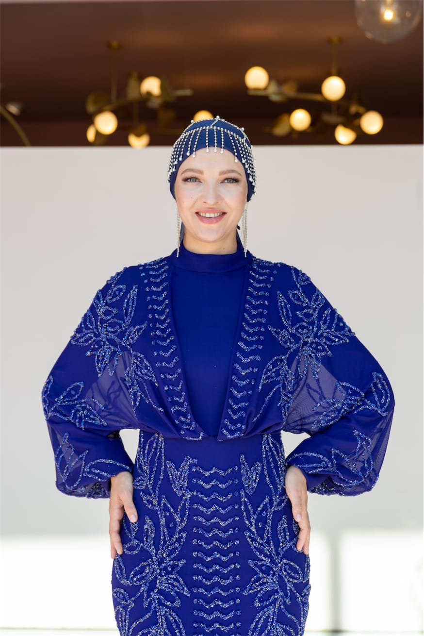 Asel Tesettür Abiye - FioraofDress - tesettur - abiye - SAX - 38 - hijab - evening - dress