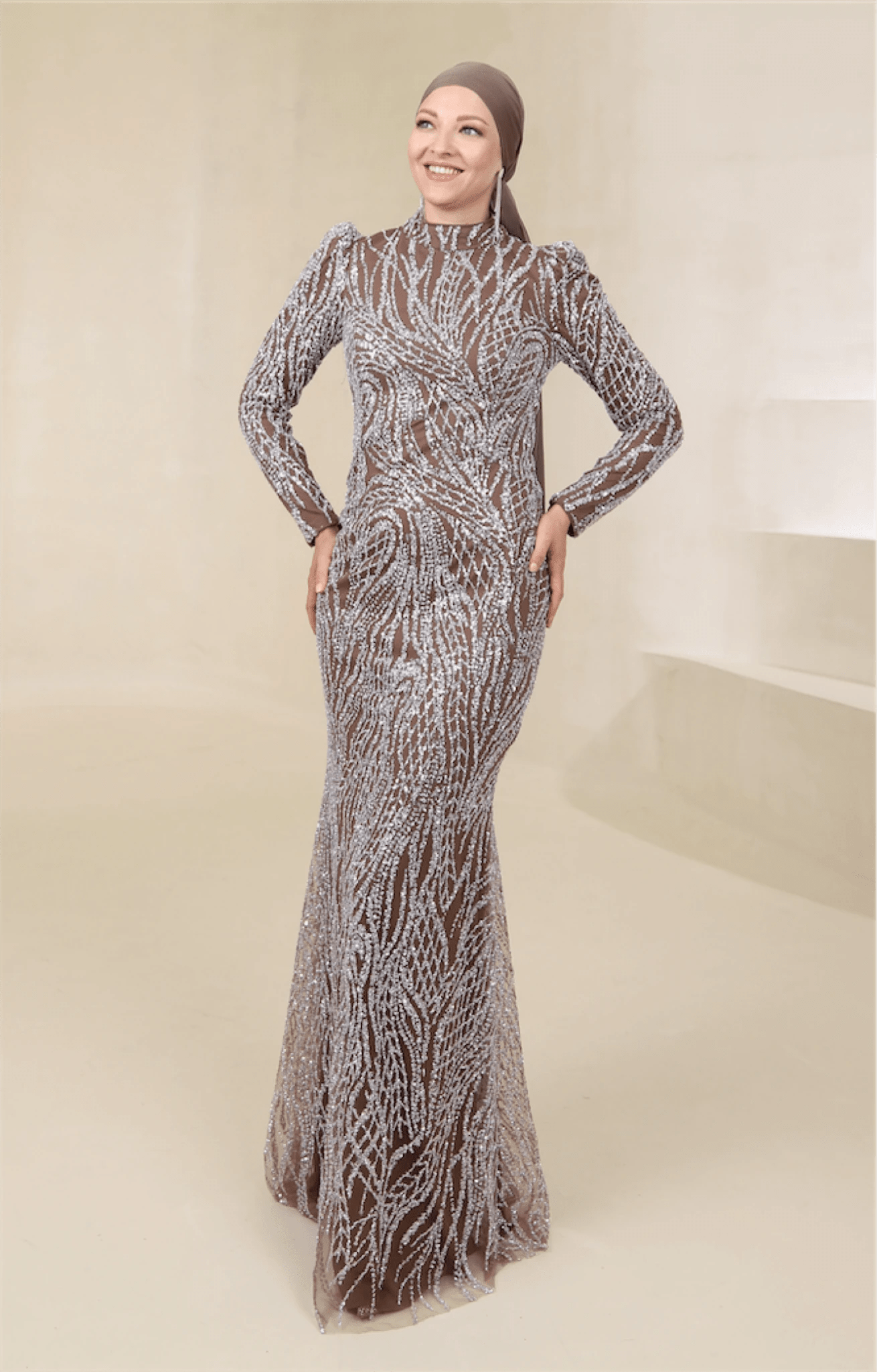 Asilen Tesettür Abiye - FioraofDress - tesettur - abiye - 44 - Mocha - hijab - evening - dress