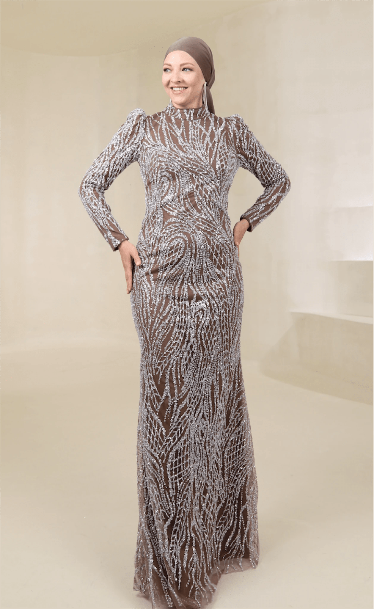 Asilen Tesettür Abiye - FioraofDress - tesettur - abiye - 44 - Mocha - hijab - evening - dress