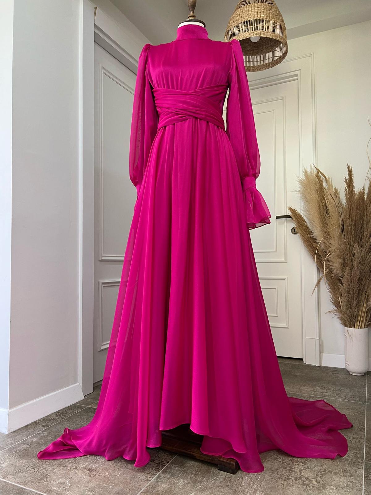 Aurora Tesettür Abiye - FioraofDress - tesettur - abiye - FUŞYA - 36 - hijab - evening - dress