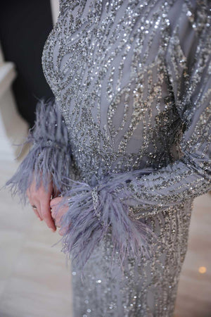 Beray Tesettür Abiye - FioraofDress - tesettur - abiye - 48 - gri - hijab - evening - dress