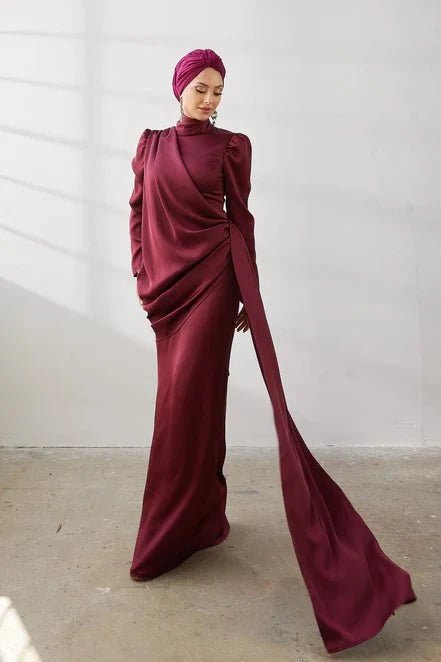 Buse Tesettür Abiye - FioraofDress - tesettur - abiye - 42 - BORDO - hijab - evening - dress