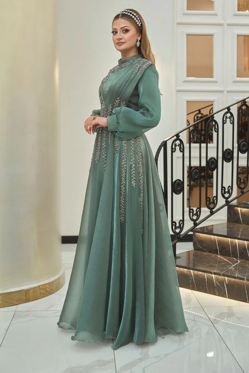Çağla Tesettür Abiye - FioraofDress - tesettur - abiye - haki - 38 - hijab - evening - dress