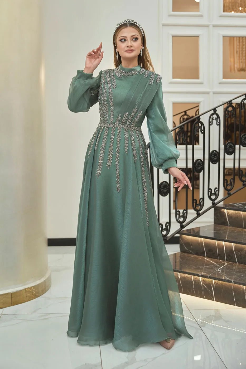Çağla Tesettür Abiye - FioraofDress - tesettur - abiye - haki - 38 - hijab - evening - dress