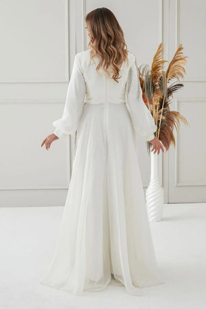 Çağla Tesettür Abiye - FioraofDress - tesettur - abiye - Ekru - 38 - hijab - evening - dress