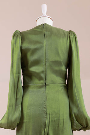 Çiçekli Lotus Tesettür Abiye - FioraofDress - tesettur - abiye - Çimen yeşili - 38 - hijab - evening - dress