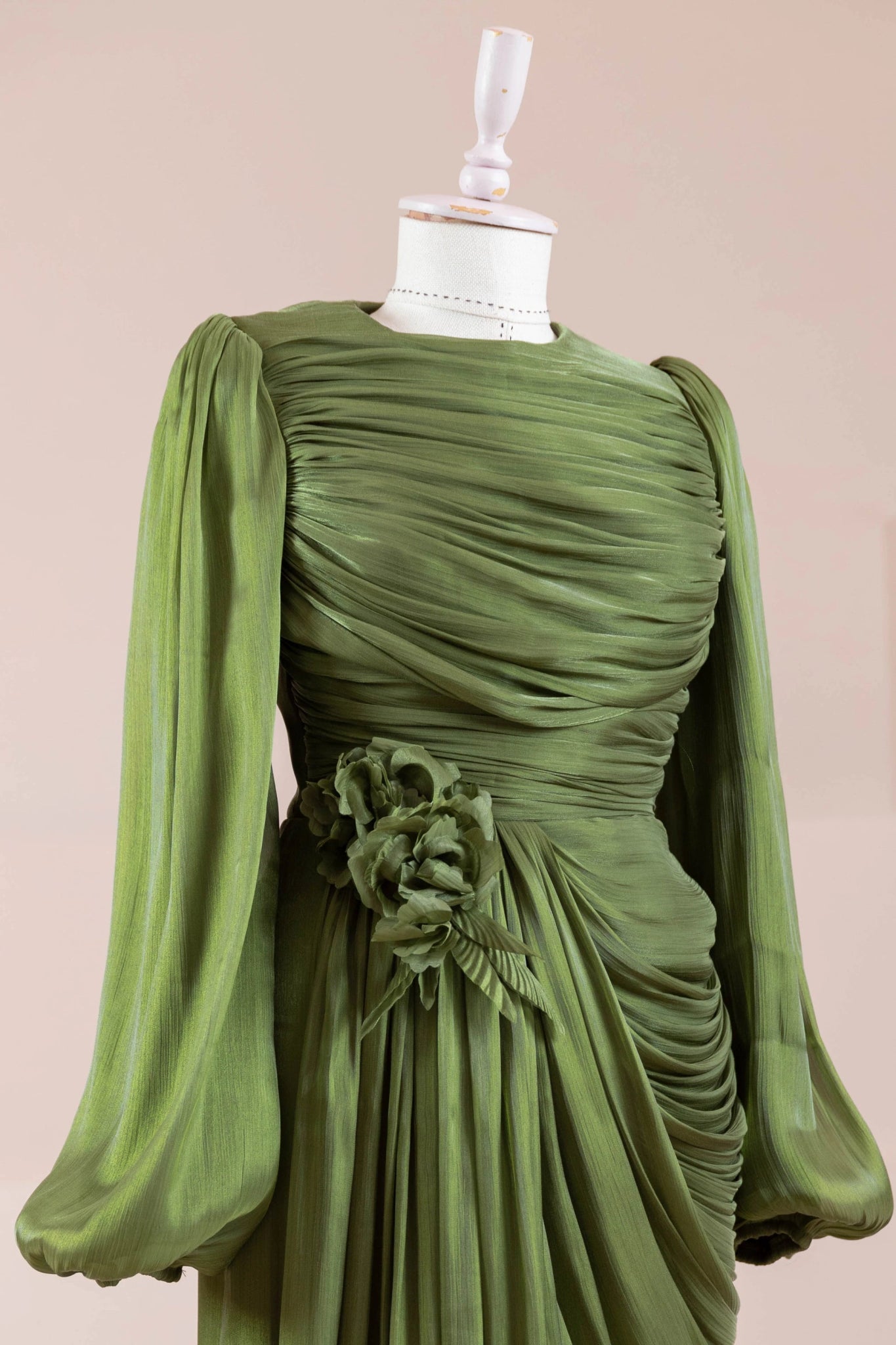 Çiçekli Lotus Tesettür Abiye - FioraofDress - tesettur - abiye - Çimen yeşili - 38 - hijab - evening - dress